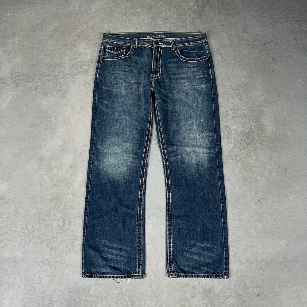 Relaxed Straight Axe & Crown Men’s Loose Thick Stitch Stretch Jeans Size: 38x32